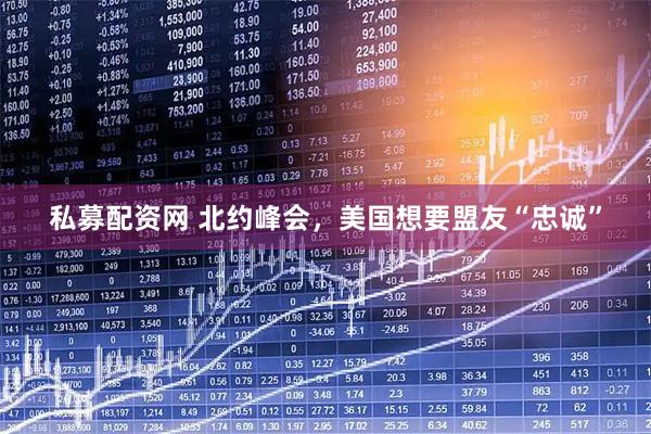 私募配资网 北约峰会，美国想要盟友“忠诚”