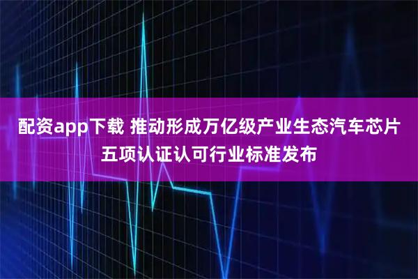 配资app下载 推动形成万亿级产业生态汽车芯片五项认证认可行业标准发布